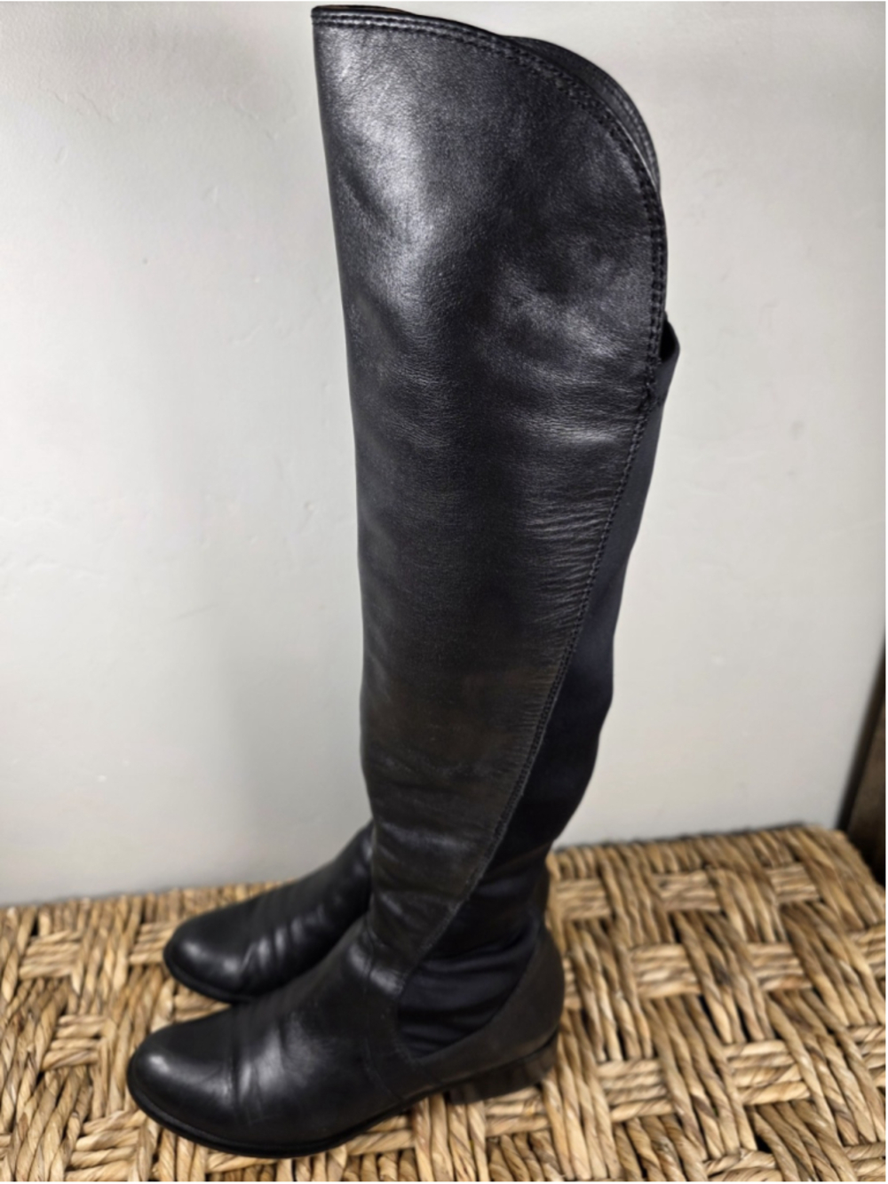 Corso Como Black Leather Over The Knee Boots Stretch Back Womens Size 7 M City - Picture 6 of 9